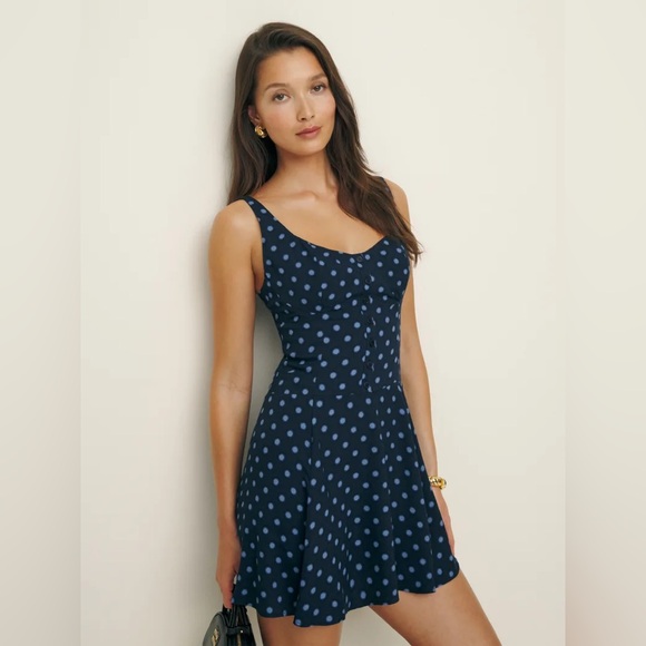 NWT Reformation Valencio Polka Dot Mini Dress Plus Size ES - Picture 3 of 6